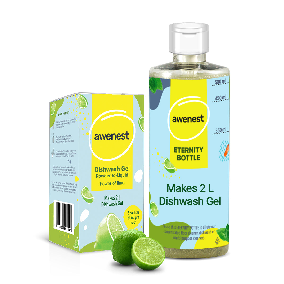 awenest toxin-free, plant-based powder to liquid dishwash
