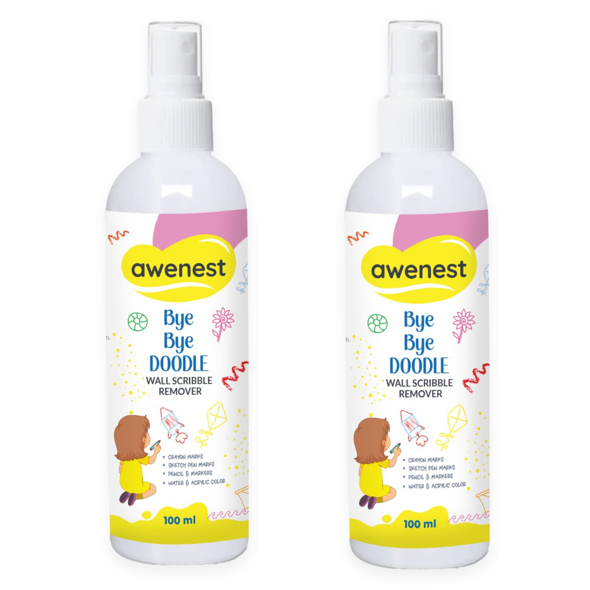 Bye Bye Doodle - Wall Scribble Remover, works on crayon, pen, sketch pen marks