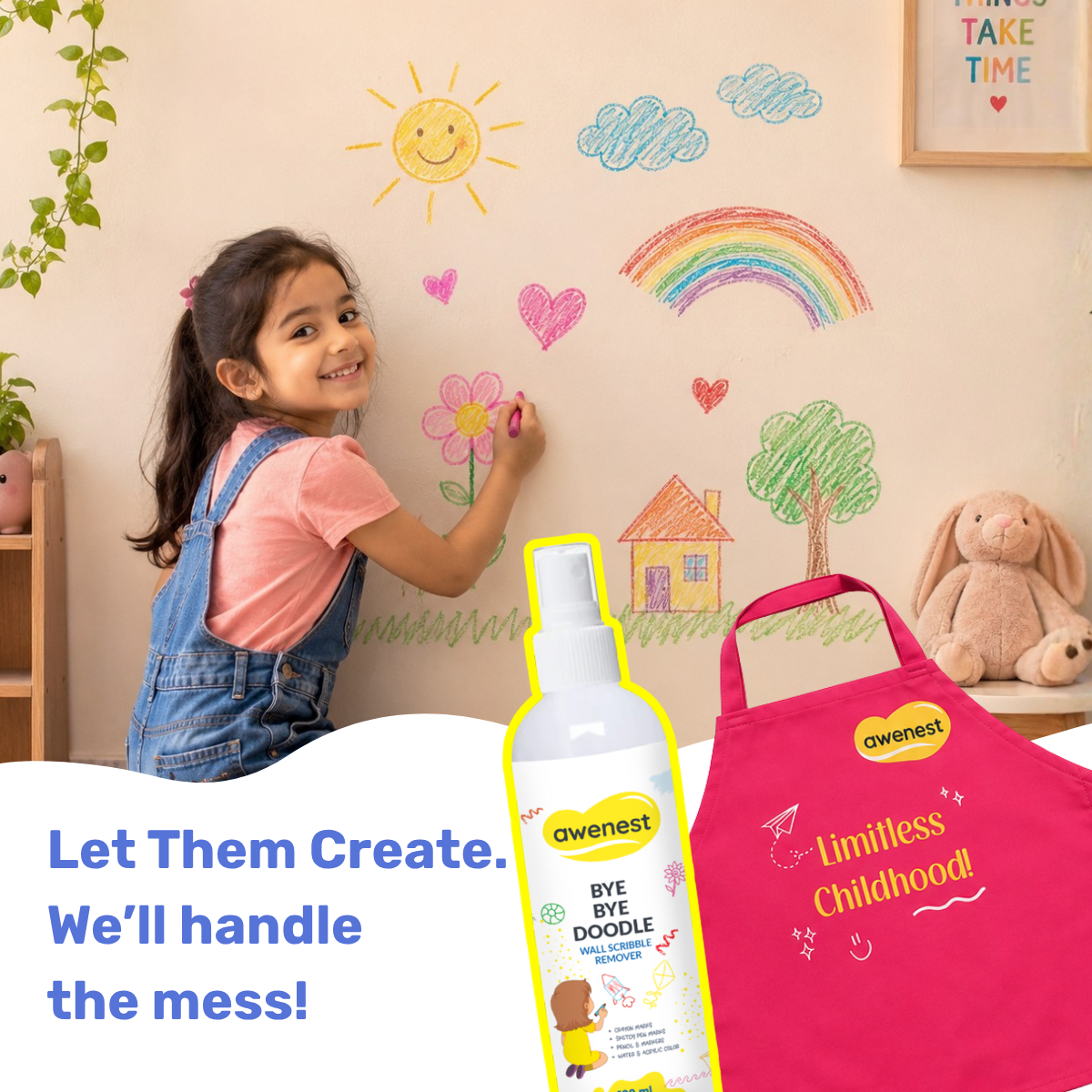 Pack of 10 - Kids Art & Activity Combo | Artist Apron + Bye Bye Doodle Scribble Remover