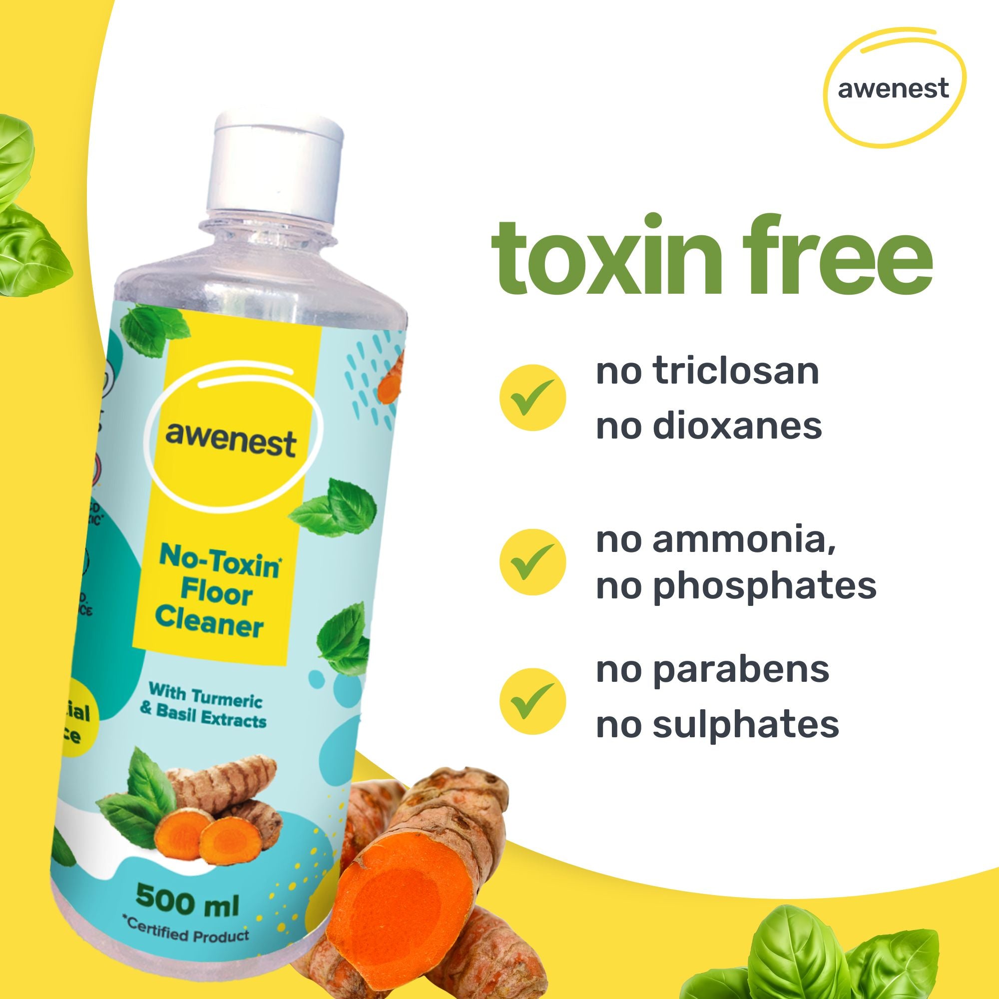 Monthly Toxin-free Combo - 750 ml Dishwash, 500 ml Floor Cleaner and 1.8 L Laundry Liquid