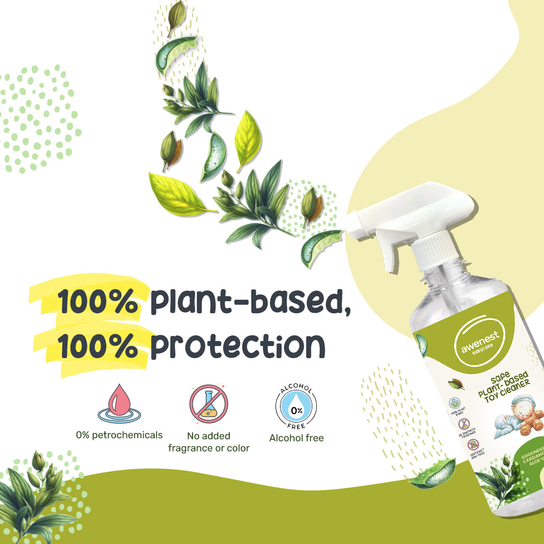 awenest 100% plant-based baby toy and surface cleaner free from any harmful or harsh chemicals