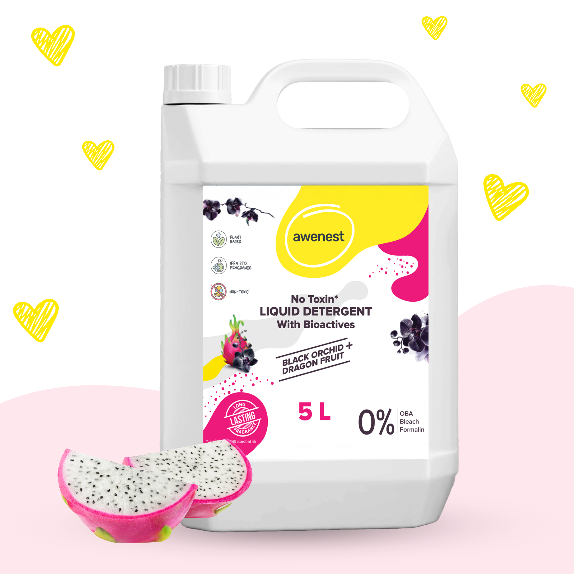 Laundry Liquid Detergent | Biomatic+ Natural, Plant-based | Top and Front Load | Organic, Herbal | Removes Tough Stains | Long Lasting Fragrance awenest