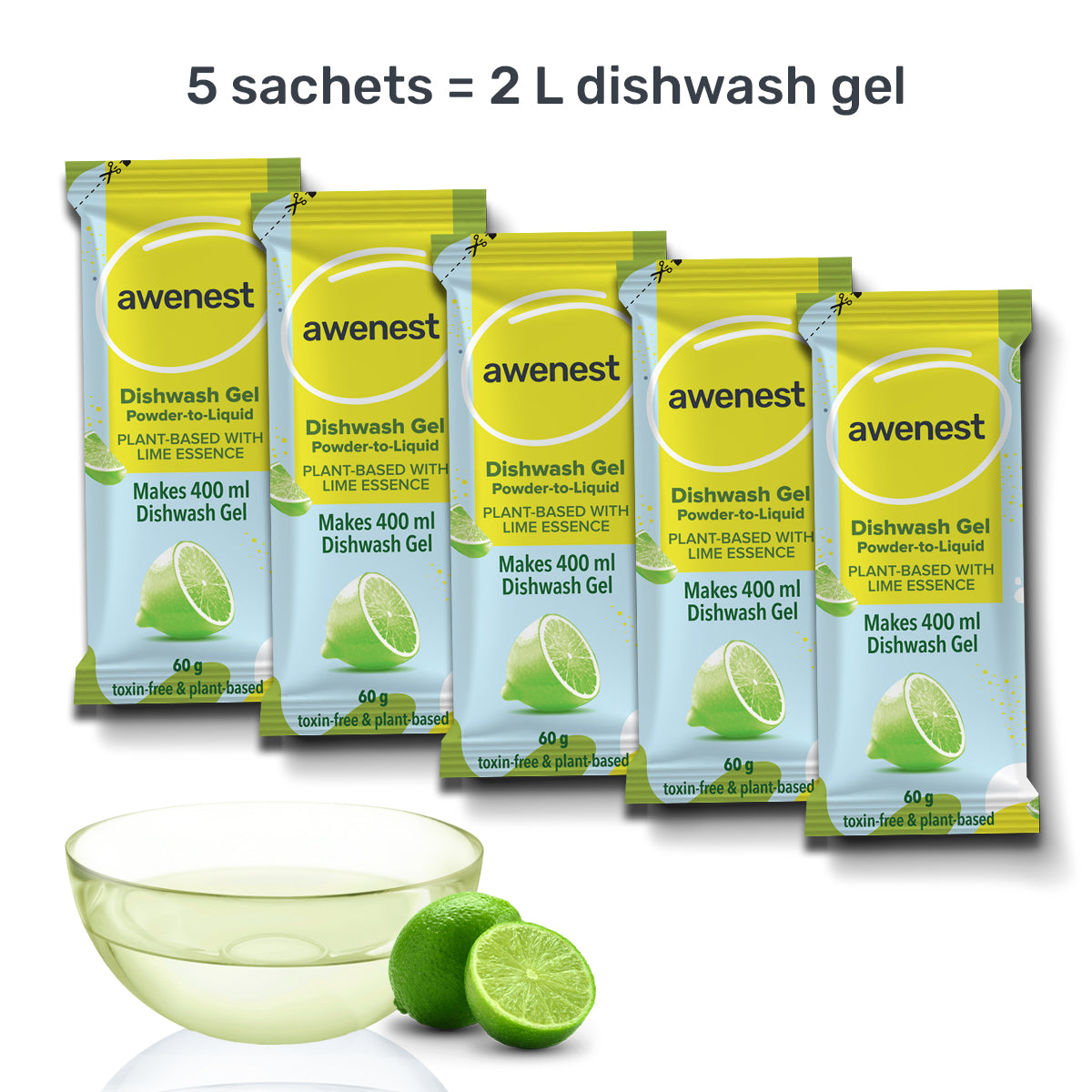awenest powder to liquid herbal dishwash gel, makes 2 liters from 300 gm