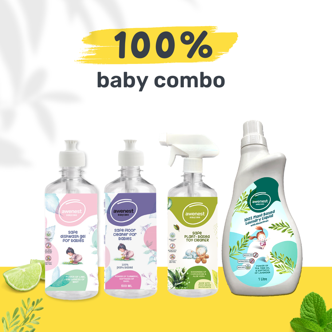 awenest baby cleaning products kit with floor & toy cleaner, detergent & dishwash liquid