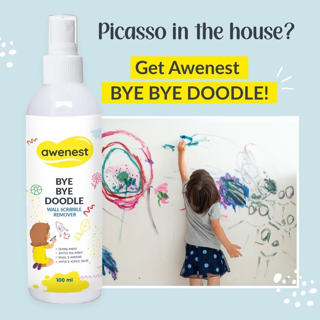 Bye Bye Doodle - Wall Scribble Remover, works on crayon, pen, sketch pen marks awenest