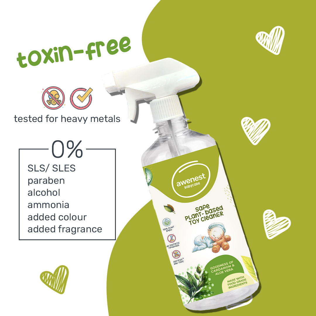 awenest baby toy cleaner with 0% SLS/SLES, paraben, synthetic color, fragrance