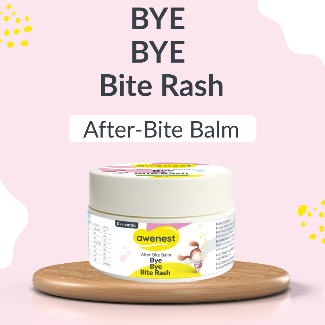 Awenest After-Bite Balm Bye Bye Bite Rash Relief Balm for Babies & Kids | Ayurvedic Natural Soothing Formula with White Turmeric, Eucalyptus, Seabuckthorn | Instant Itch & Redness Relief | Safe, Gentle & Non-Sticky, Does not Stain Clothes – 25g x 2 awenest