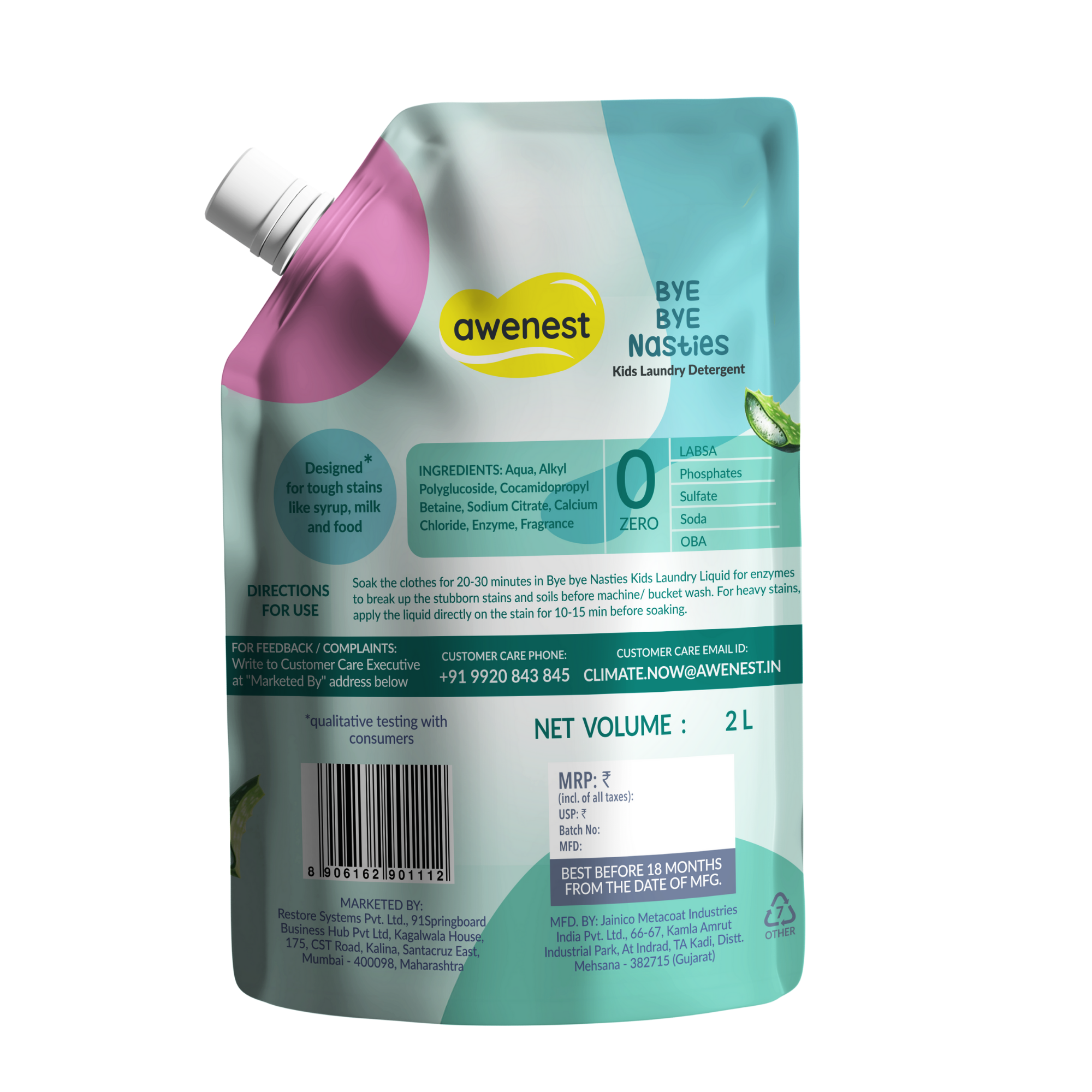 Kids Liquid Detergent - Plant based with Bio Enzymes - 2 Liter