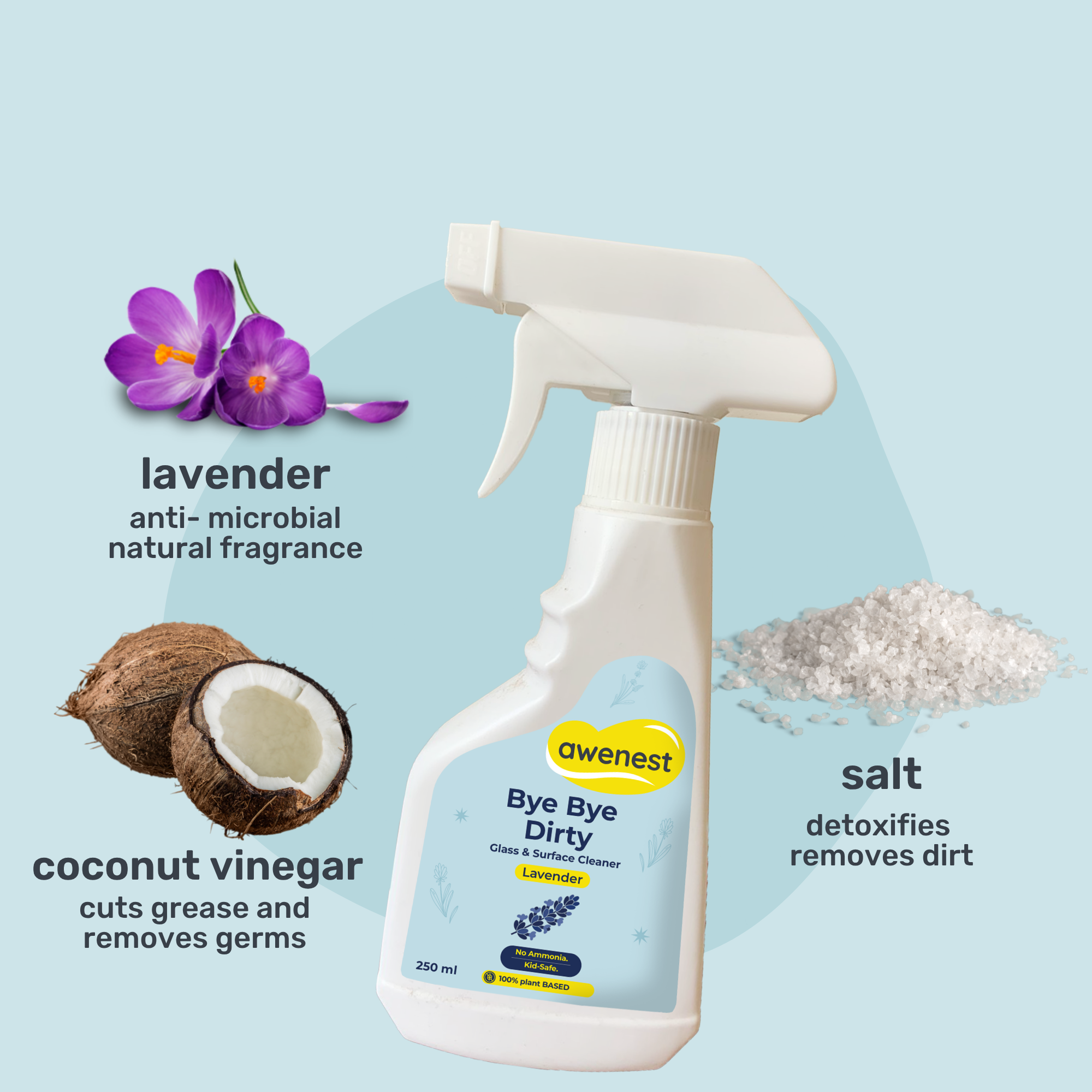 Bye Bye Dirty — Ammonia-Free Glass & Surface Cleaner | Lavender