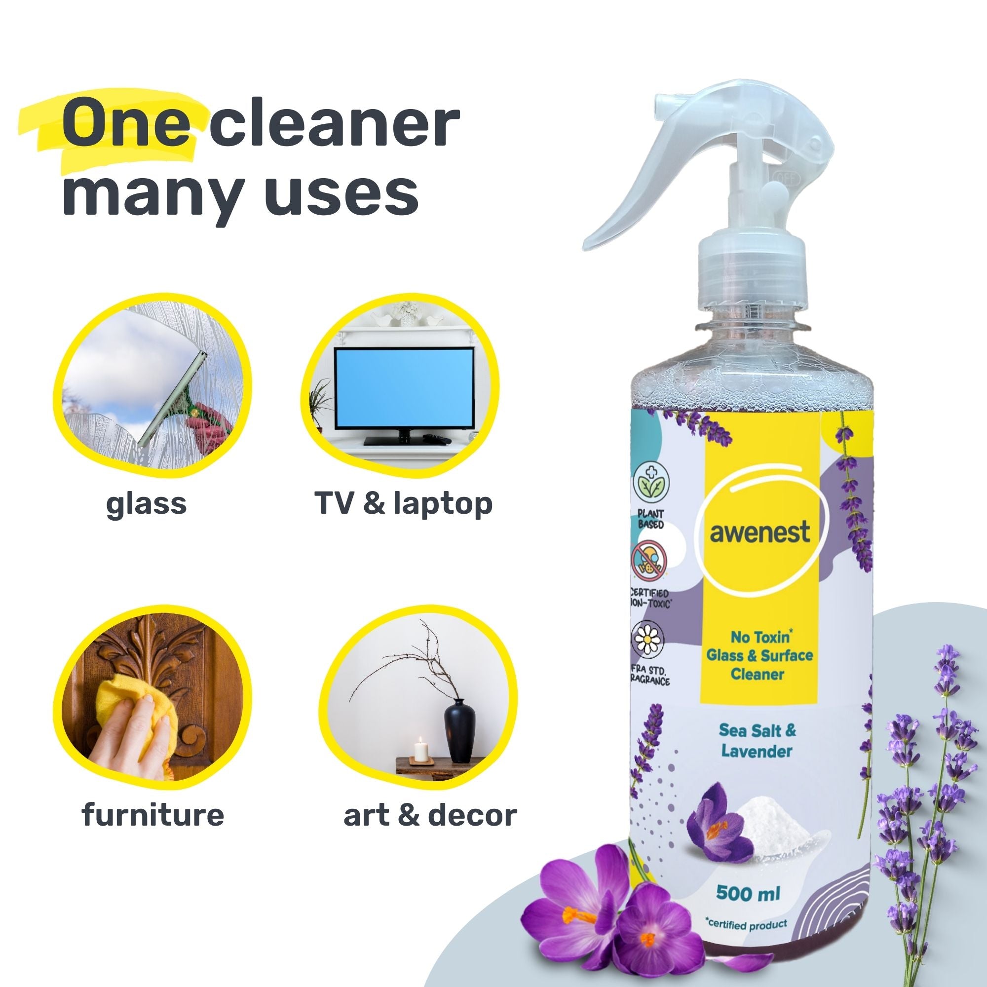 Glass and Surface Cleaner, No-Toxin, Plant-based