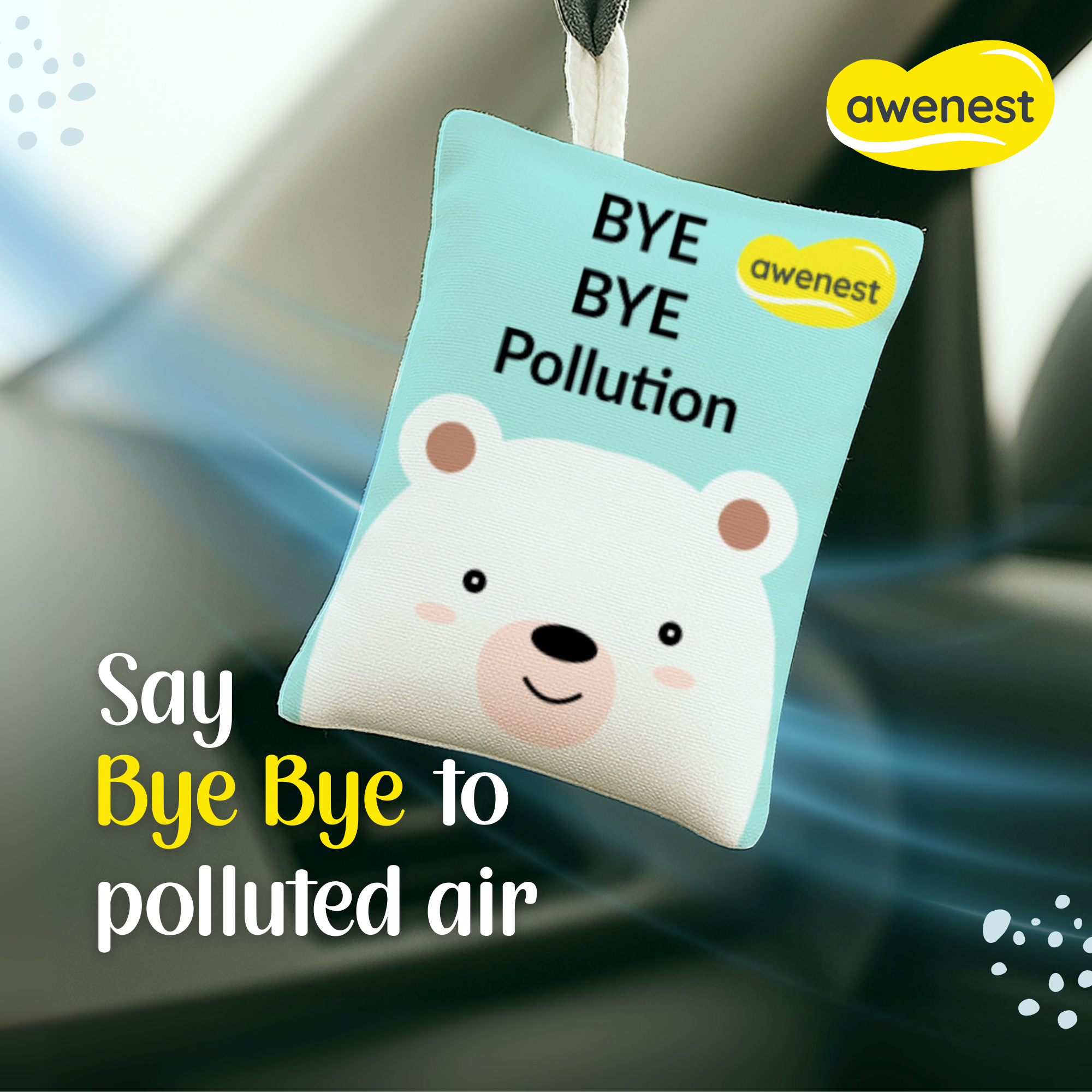 Awenest Bye Bye Pollution Air Purifying Bag for Cars and Baby Rooms, Activated Charcoal, Removes Pollutants and Bad Smell