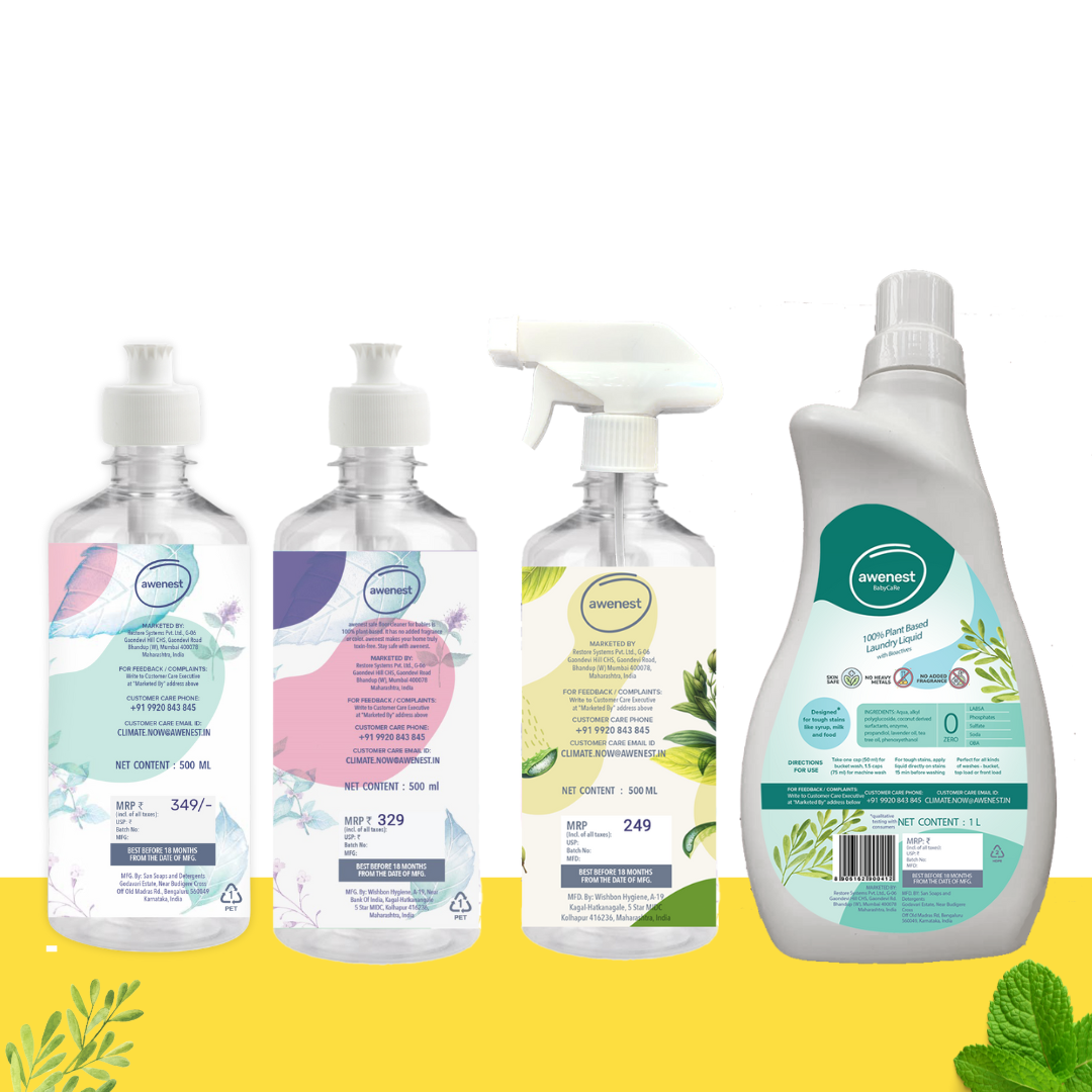 awenest baby safe cleaning products combo backside