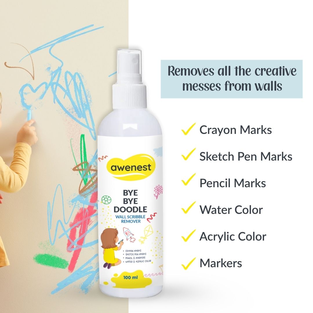 Bye Bye Doodle - Wall Scribble Remover, works on crayon, pen, sketch pen marks