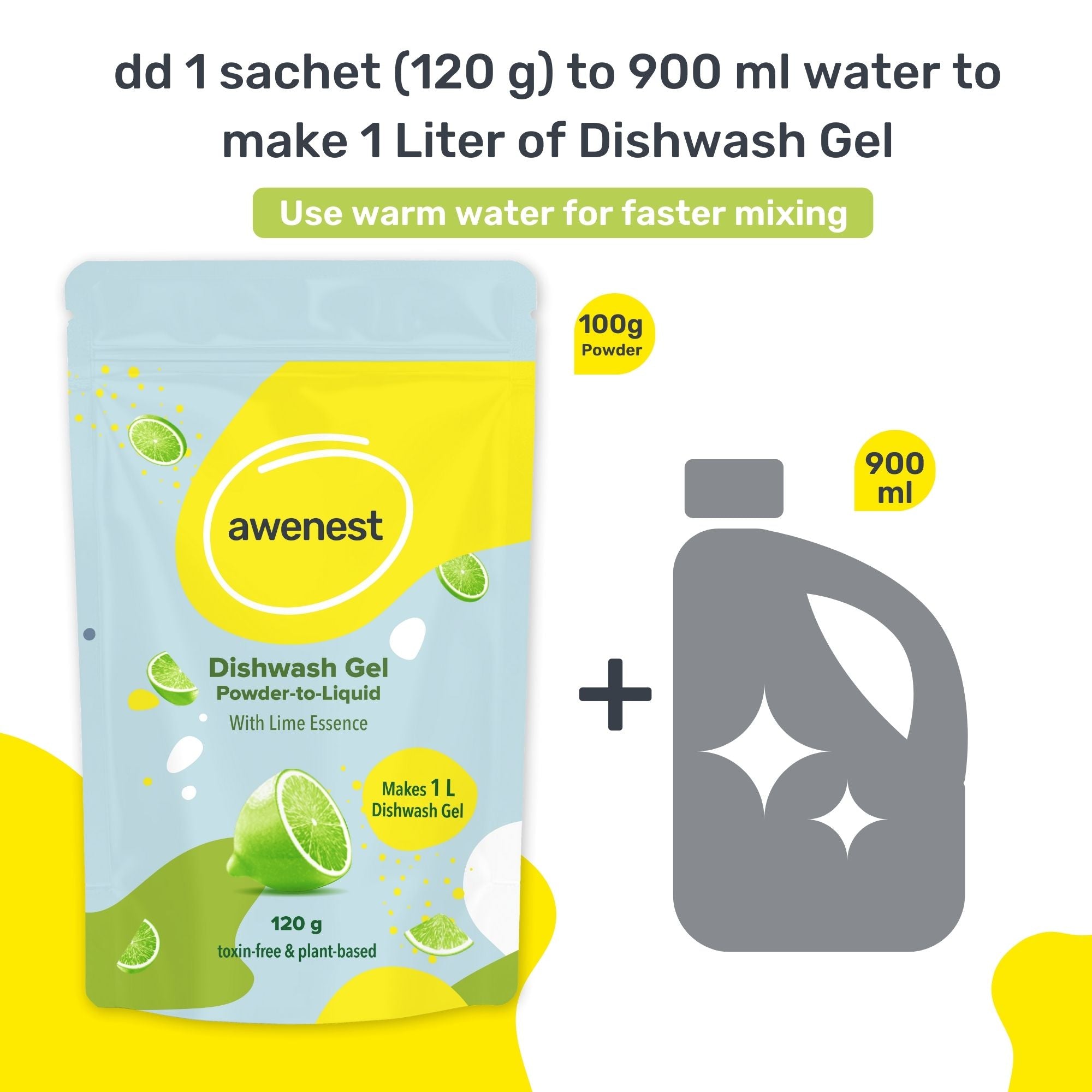 Concentrated Powder to Liquid Dishwash