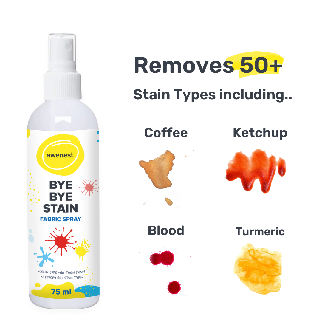 Instant Food Stain Remover Fabric Spray - awenest Bye Bye Food Stain, works on 50+ Food and Blood Stains on-the-go awenest