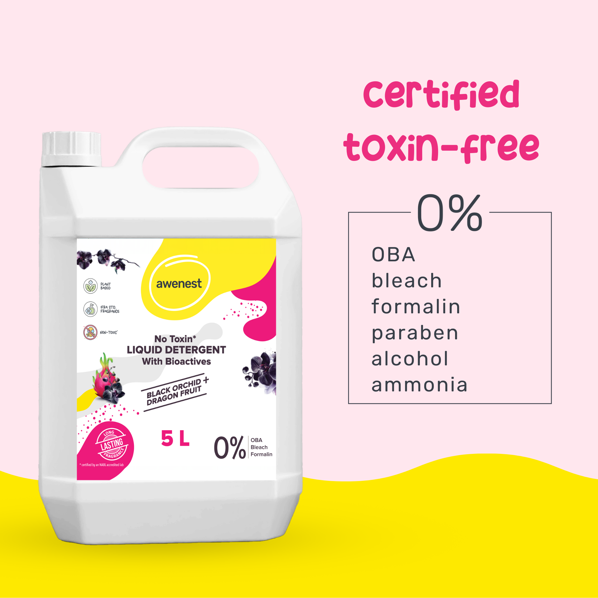 Laundry Liquid Detergent | Biomatic+ Natural, Plant-based | Top and Front Load | Organic, Herbal | Removes Tough Stains | Long Lasting Fragrance awenest