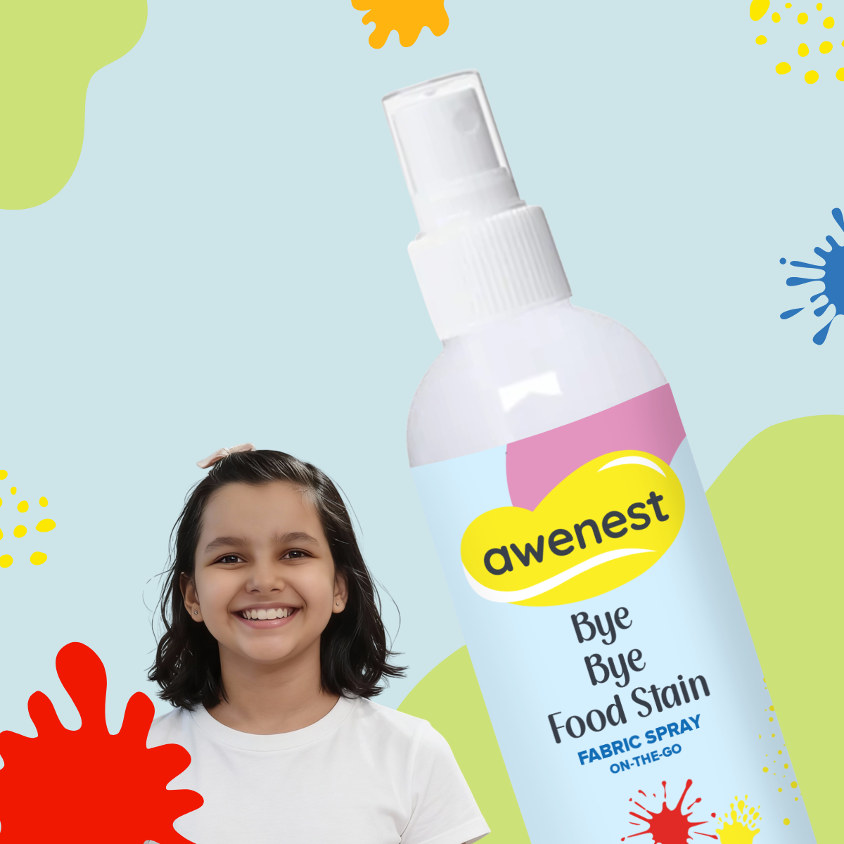 Instant Food Stain Remover Fabric Spray - awenest Bye Bye Food Stain, works on 50+ Food and Blood Stains on-the-go awenest