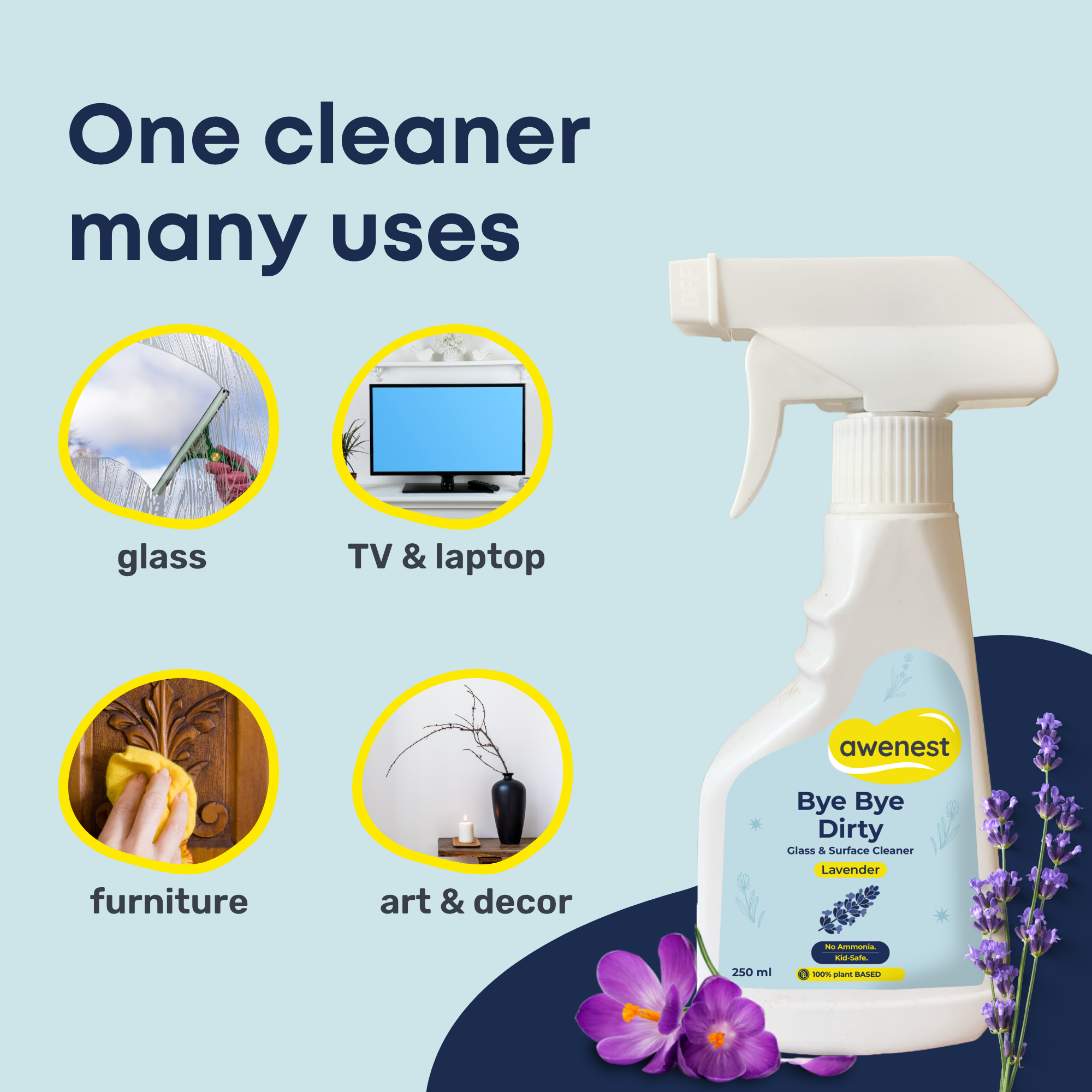 Bye Bye Dirty — Ammonia-Free Glass & Surface Cleaner | Lavender
