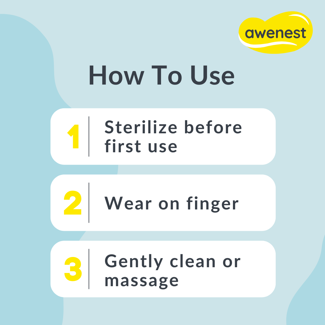 awenest Silicone Baby Finger Manual Toothbrush | Certified Bpa-Free | For Cleaning and Massaging Gums | For Kids & New Born Baby | Kids Finger Toothbrushes Pack Of 2 awenest