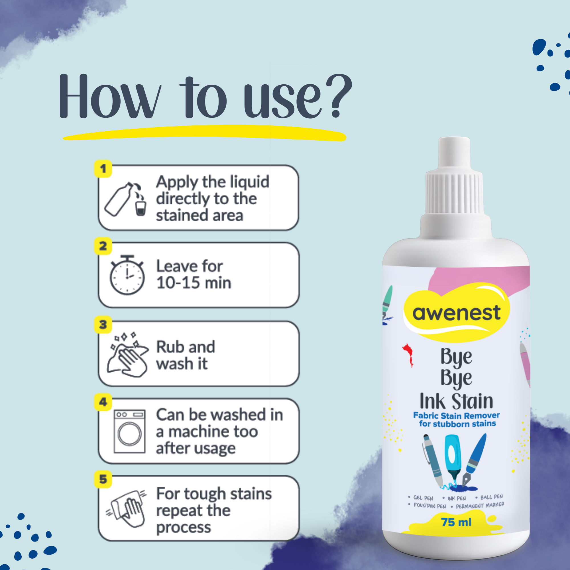 Ultimate Mess Protection Kit - Bye Bye Stain + Bye Bye Doodle + Bye Bye Ink + Magic Eraser pack of 4