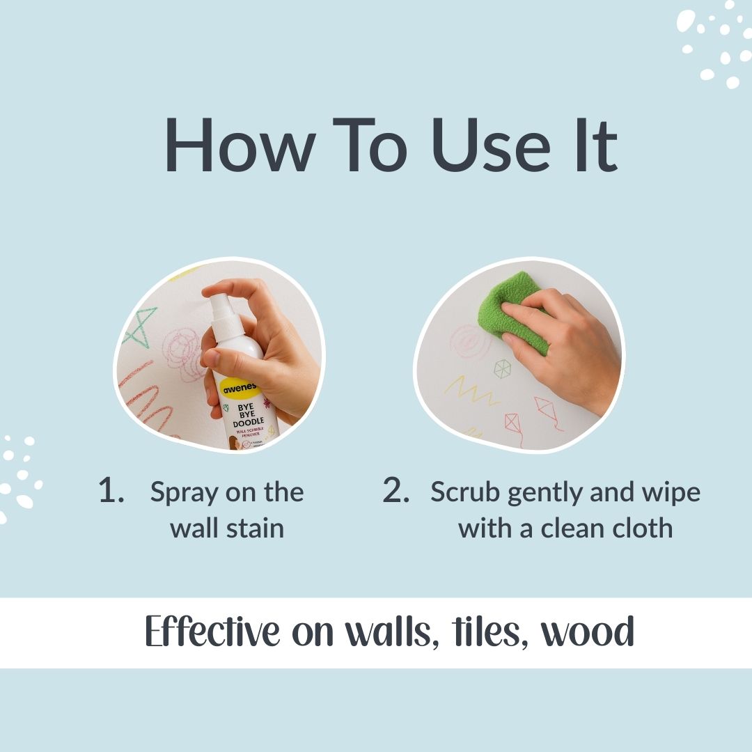 Bye Bye Doodle - Wall Scribble Remover, works on crayon, pen, sketch pen marks awenest