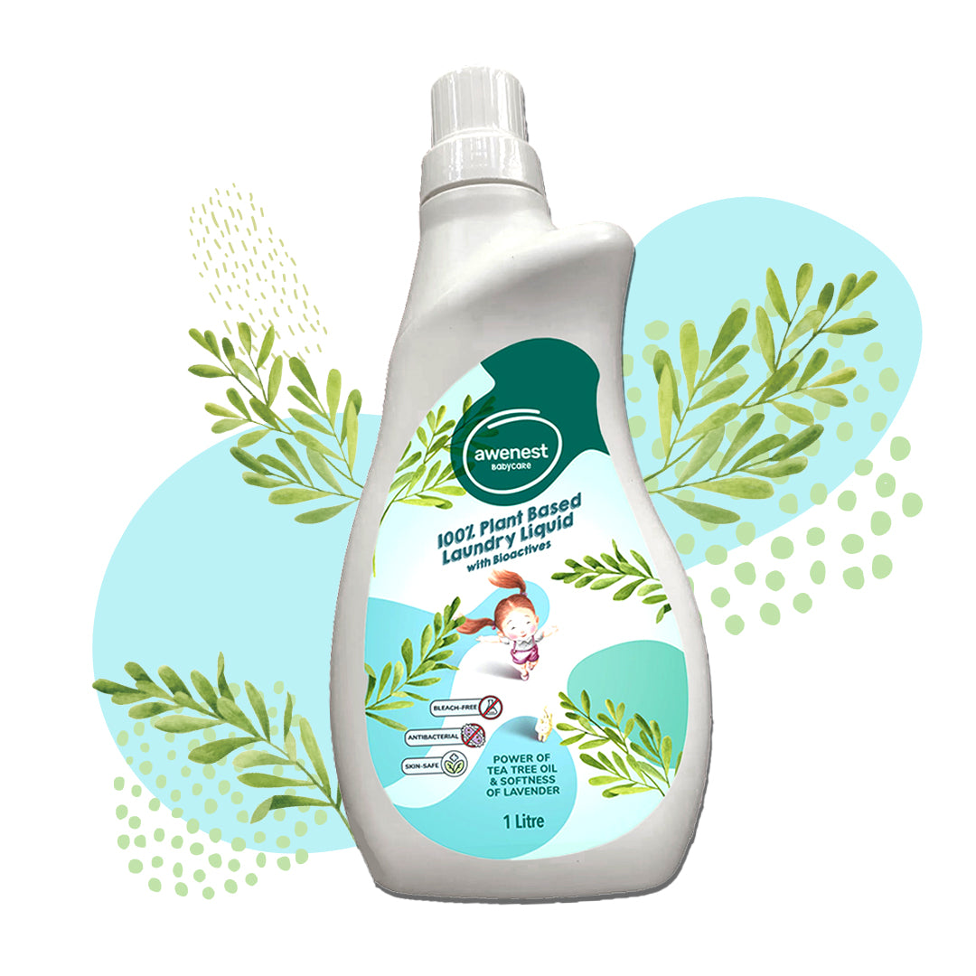 awenest 100% plant-based baby laundry liquid detergent bottle