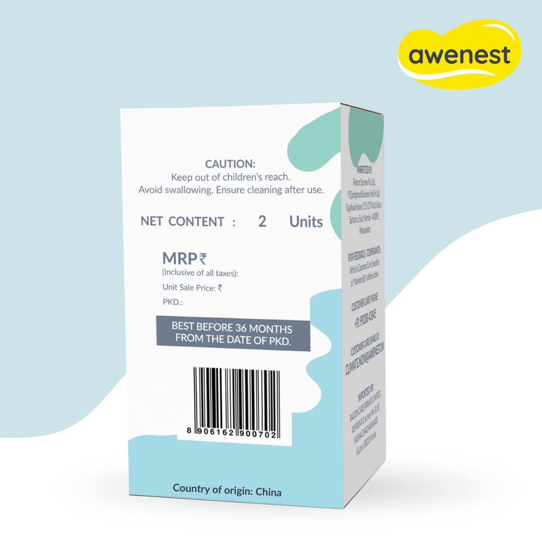 awenest Silicone Baby Finger Manual Toothbrush | Certified Bpa-Free | For Cleaning and Massaging Gums | For Kids & New Born Baby | Kids Finger Toothbrushes Pack Of 2 awenest