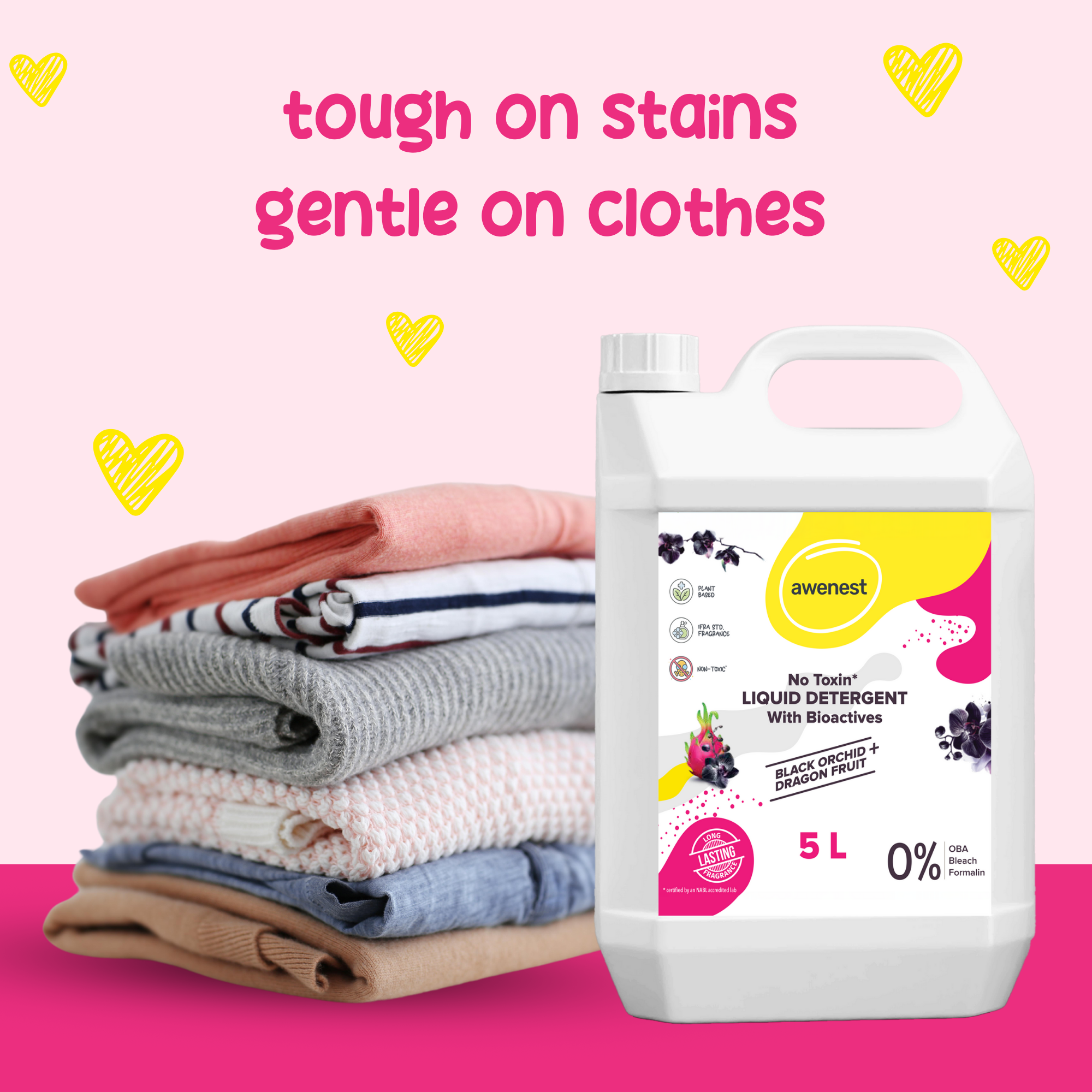 Laundry Liquid Detergent | Biomatic+ Natural, Plant-based | Top and Front Load | Organic, Herbal | Removes Tough Stains | Long Lasting Fragrance awenest