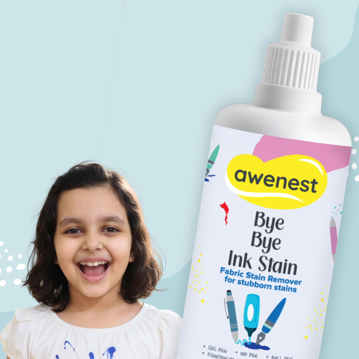 Instant Ink Stain Remover - awenest Bye Bye Ink Stain, works on Ink, Marker Stains on Clothes