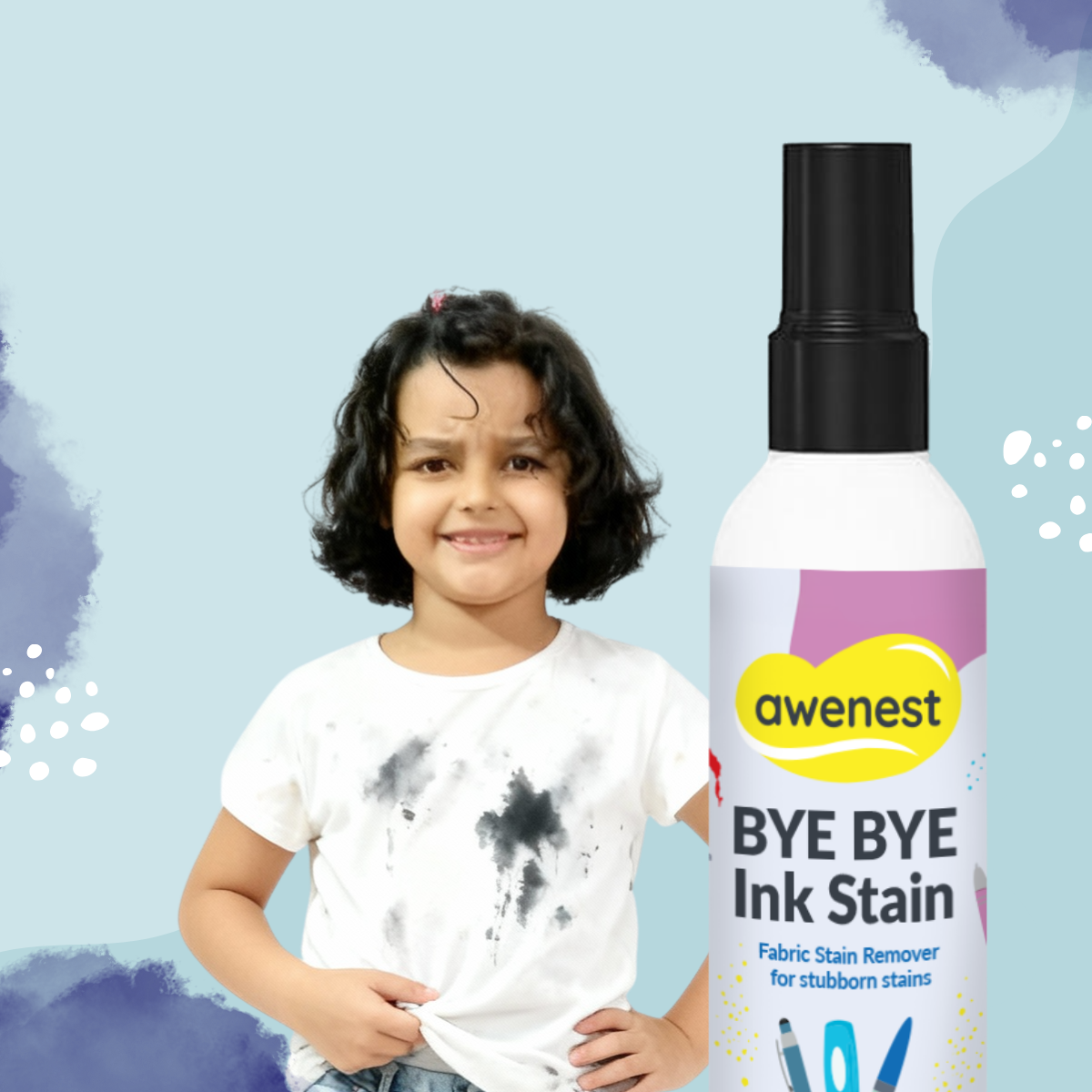 Instant Ink Stain Remover - awenest Bye Bye Ink Stain, works on Ink, Marker Stains on Clothes