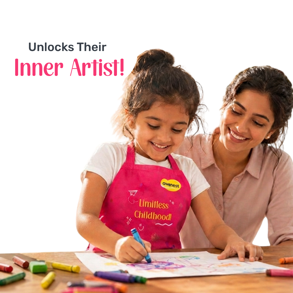 Kids Creative Play Apron | Soft, Lightweight Fabric for Painting, Crafts, Clay & Cooking