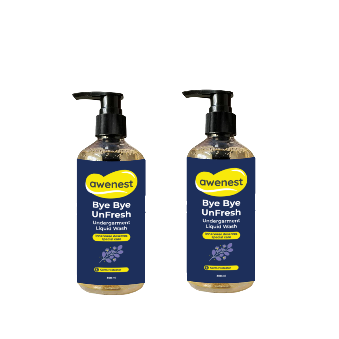 Undergarment Liquid Wash Detergent -Bye Bye UnFresh | Plant-based Bioactives | Geranium and Lavender | Removes Tough Stains | No Toxic Residue | Germ Protection - Combo