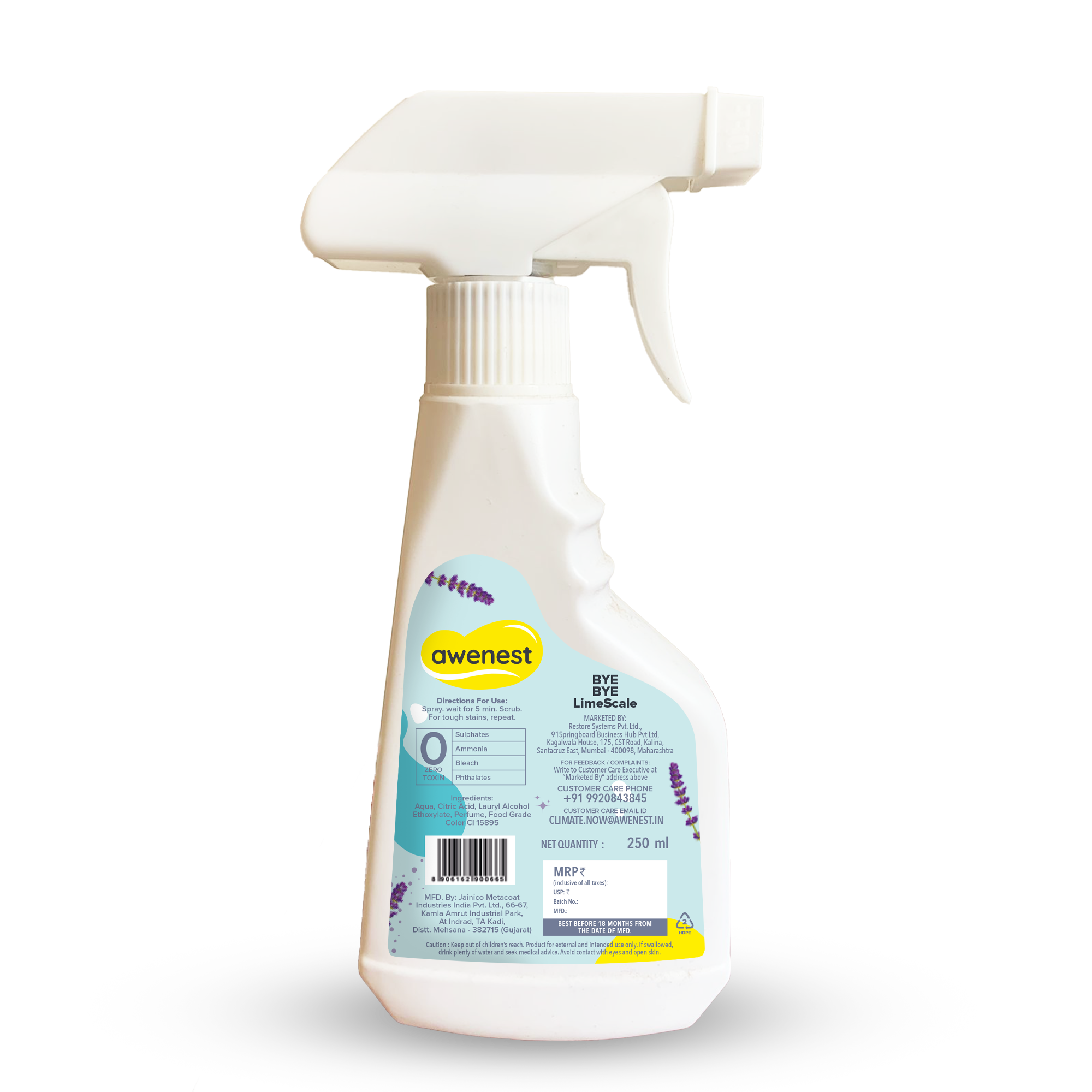 Tap and Shower Cleaner with Orange Power | Tough Limescale Remover for Taps, Showers, Tiles, Electric Kettle | Sulphate-free | Ammonia-free awenest
