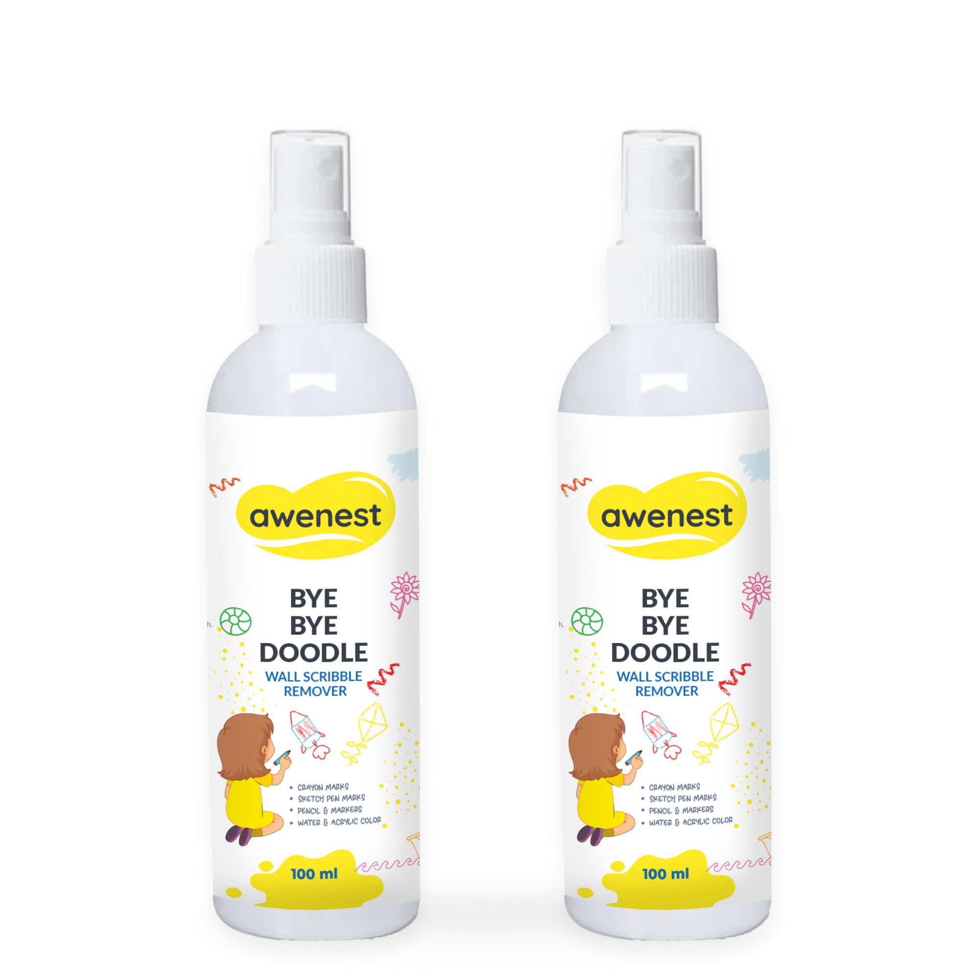 Bye Bye Doodle - Wall Scribble Remover, works on crayon, pen, sketch pen marks