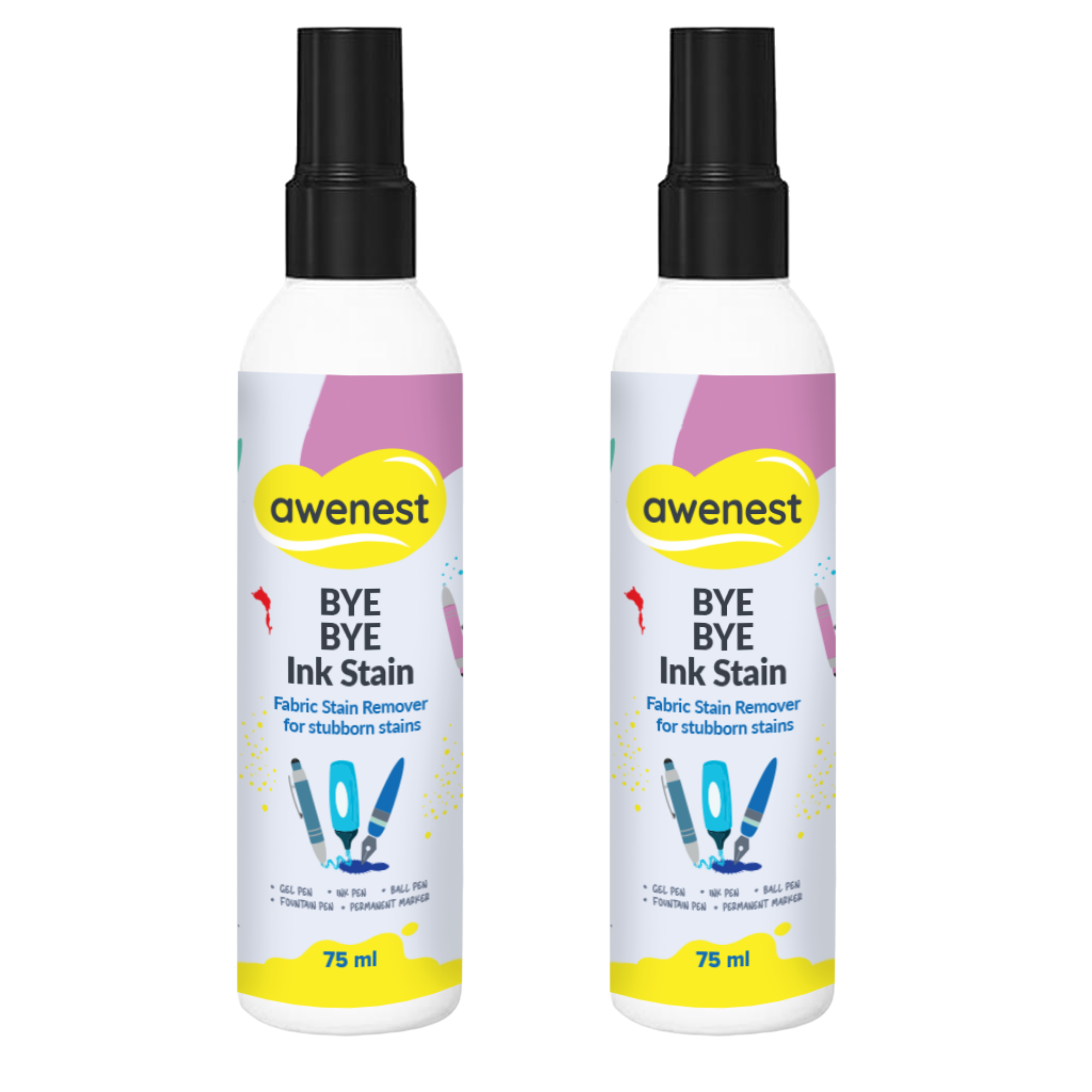 Instant Ink Stain Remover Fabric Spray - awenest Bye Bye Ink Stain, works on Ink, Marker Stains