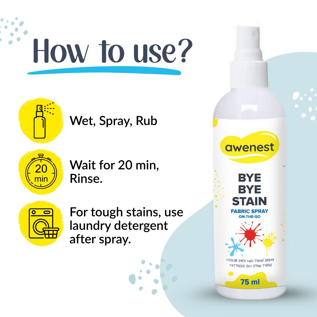 Instant Food Stain Remover Fabric Spray - awenest Bye Bye Food Stain, works on 50+ Food and Blood Stains on-the-go
