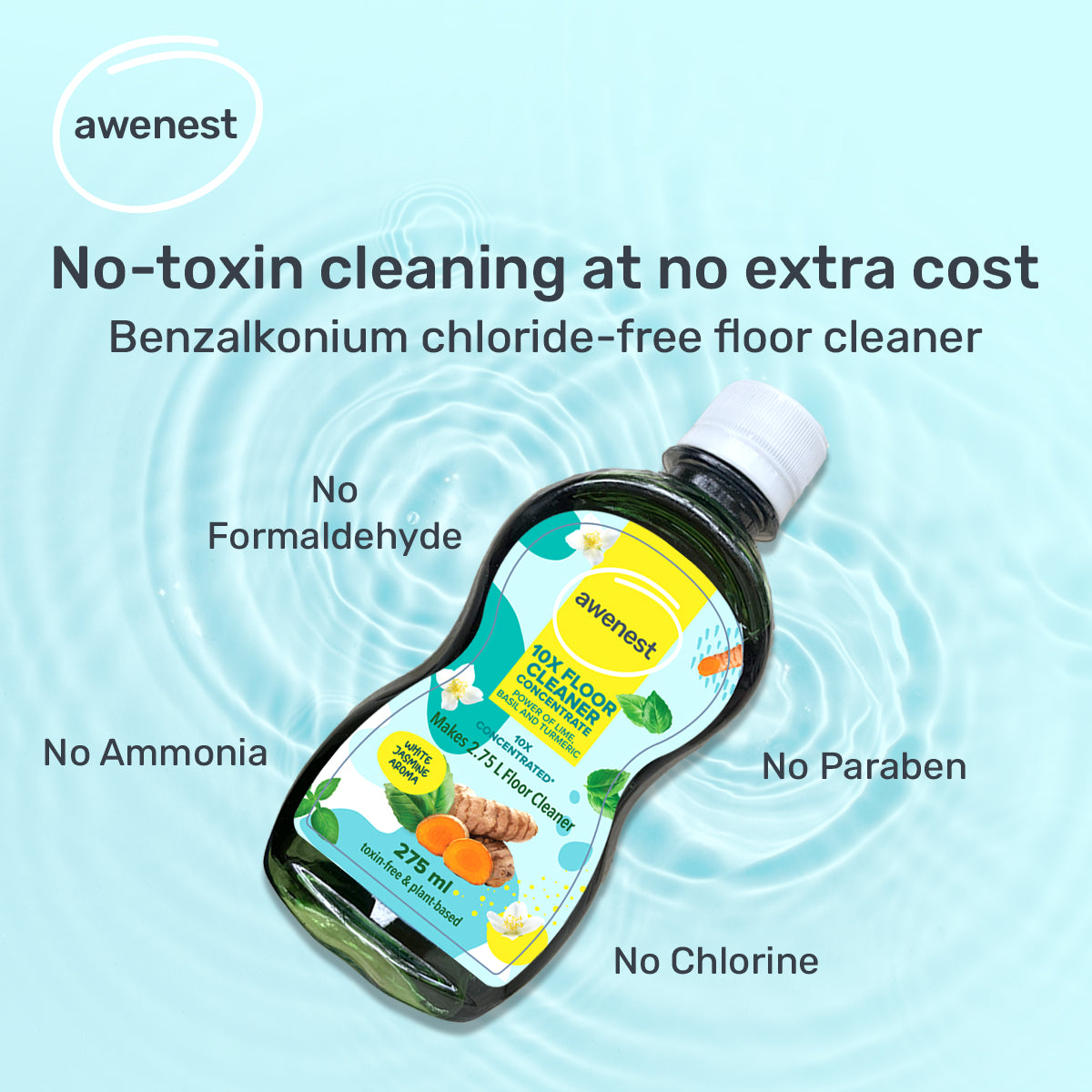 awenest 10x toxin-free floor cleaner with no ammonia, chlorine, paraben, formaldehyde