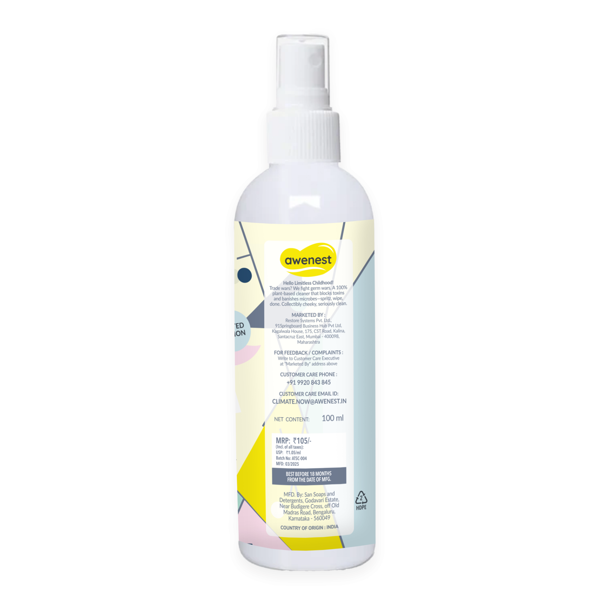 Bye Bye Tariff - Limited Edition Toy Cleaner Spray - 100% Plant Based, Dermatologically Tested