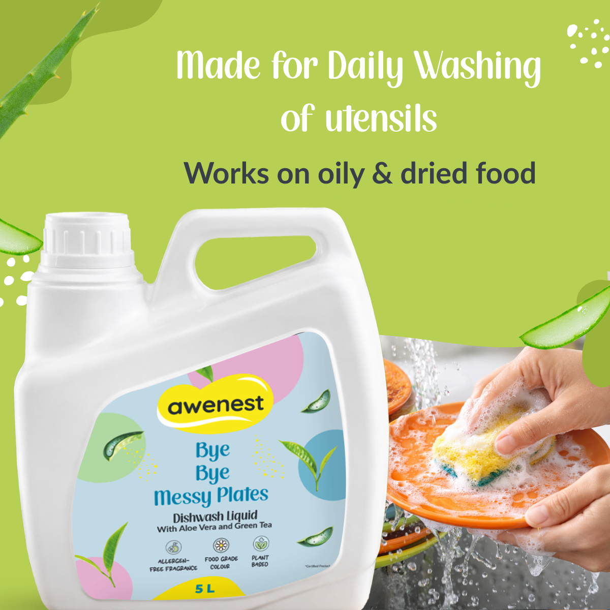 Mega Cleaning Combo - 5 Liter Dishwash, 5 Liter Laundry, 250ml Stain Remover, Magic Eraser Pack of 4, Microfiber Cleaning Cloth - Pack of 4