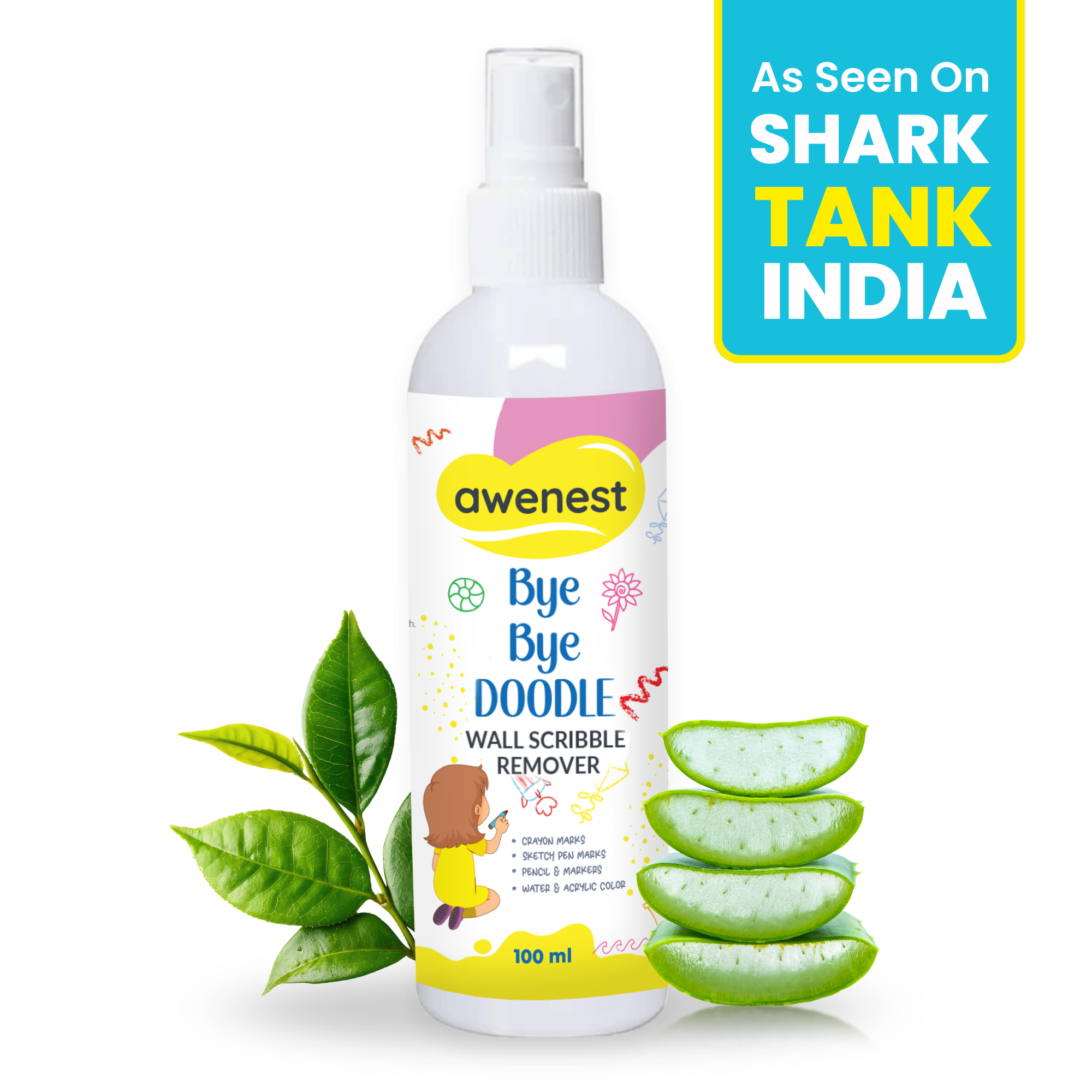 Bye Bye Doodle - Wall Scribble Remover, works on crayon, pen, sketch pen marks - Combo