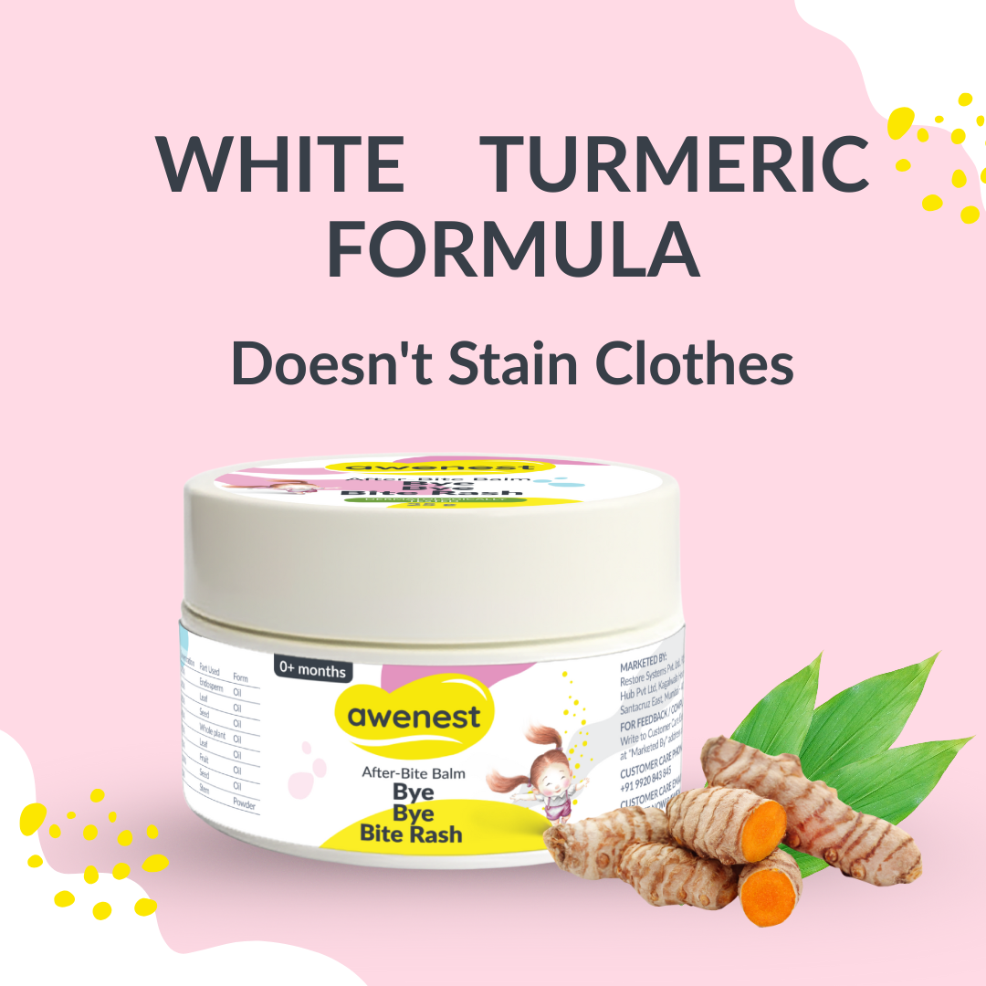 Awenest After-Bite Balm Bye Bye Bite Rash Relief Balm for Babies & Kids | Ayurvedic Natural Soothing Formula with White Turmeric, Eucalyptus, Seabuckthorn | Instant Itch & Redness Relief | Safe, Gentle & Non-Sticky, Does not Stain Clothes –  25g x 2