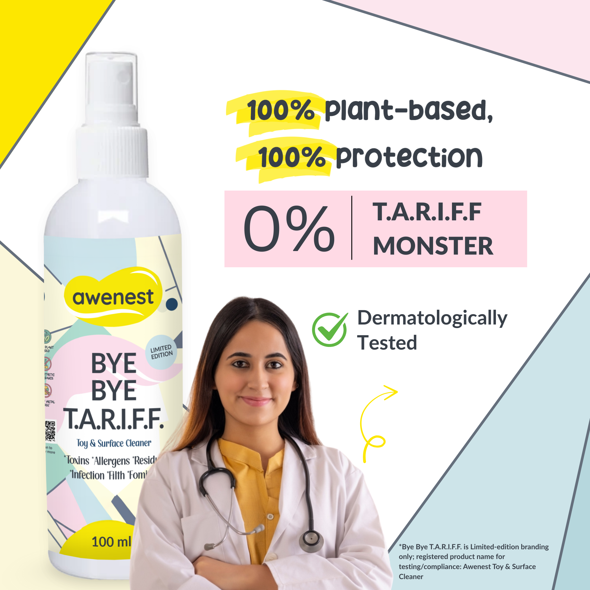 Bye Bye Tariff - Limited Edition Toy Cleaner Spray - 100% Plant Based, Dermatologically Tested