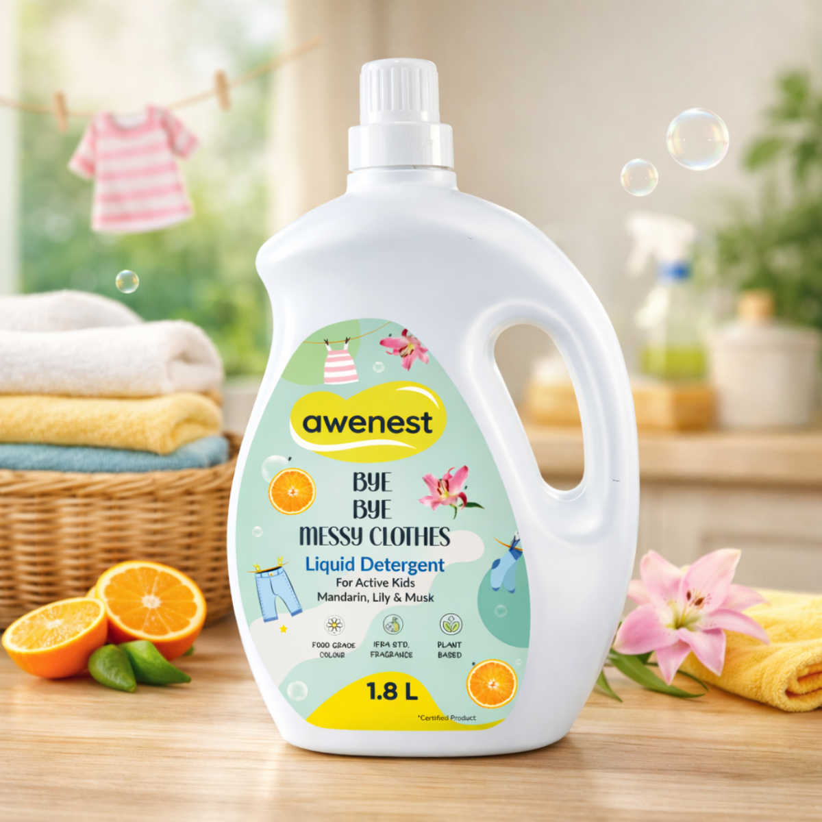 Laundry Liquid Detergent | Biomatic+ Natural, Plant-based | Top and Front Load | Organic, Herbal | Removes Tough Stains | Long Lasting Fragrance