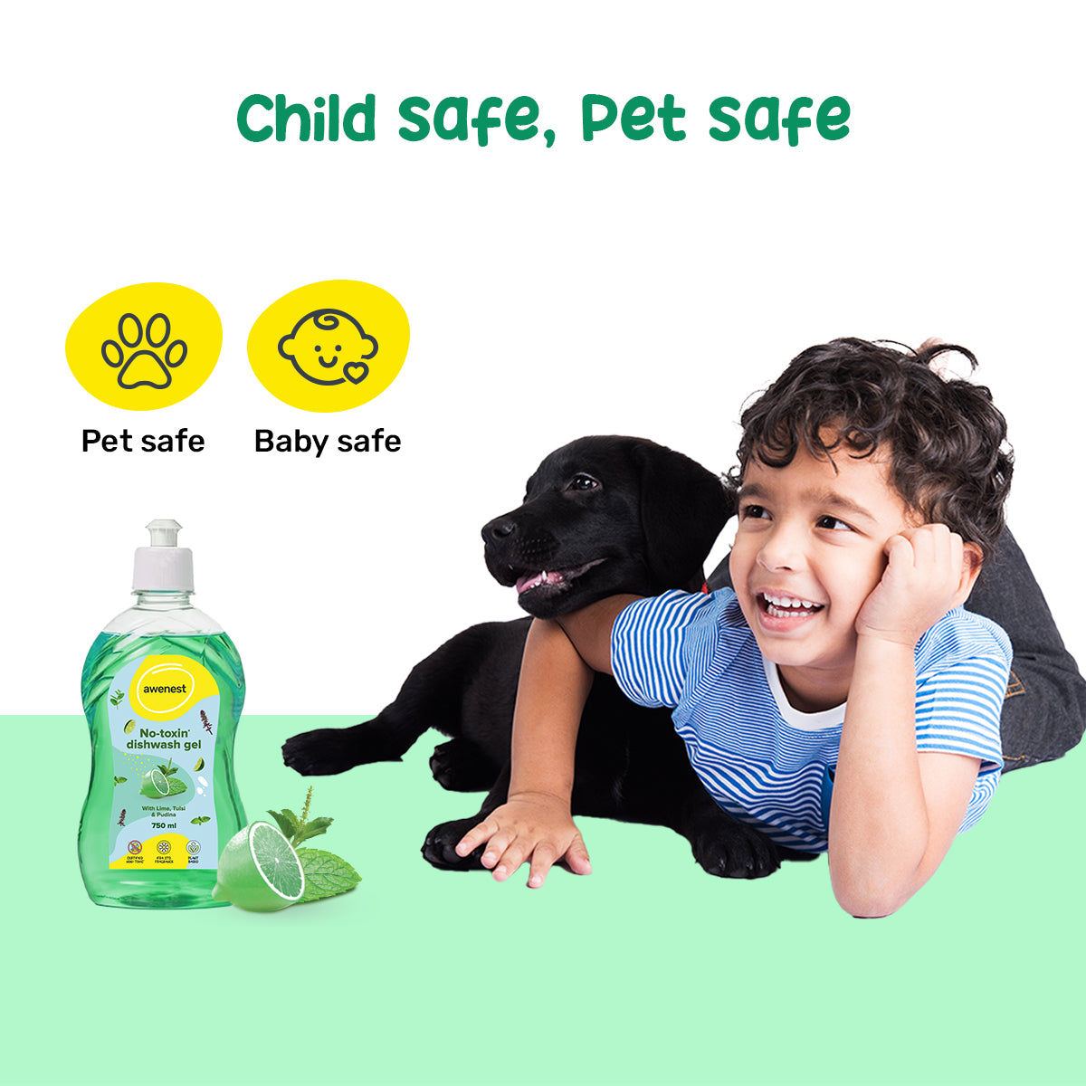 Organic, No-toxin Pet-friendly, Child-safe Dishwash Gel