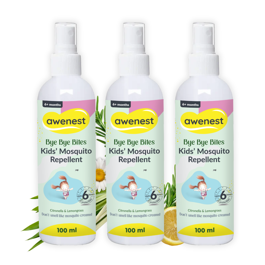Mosquito Repellent Spray for Kids - awenest Bye Bye Bites | Citronella & Lemongrass Oils, DEET-Free | Safe for Babies 6+ Months | Skin-Friendly, Natural Insect Protection for Indoor & Outdoor Use