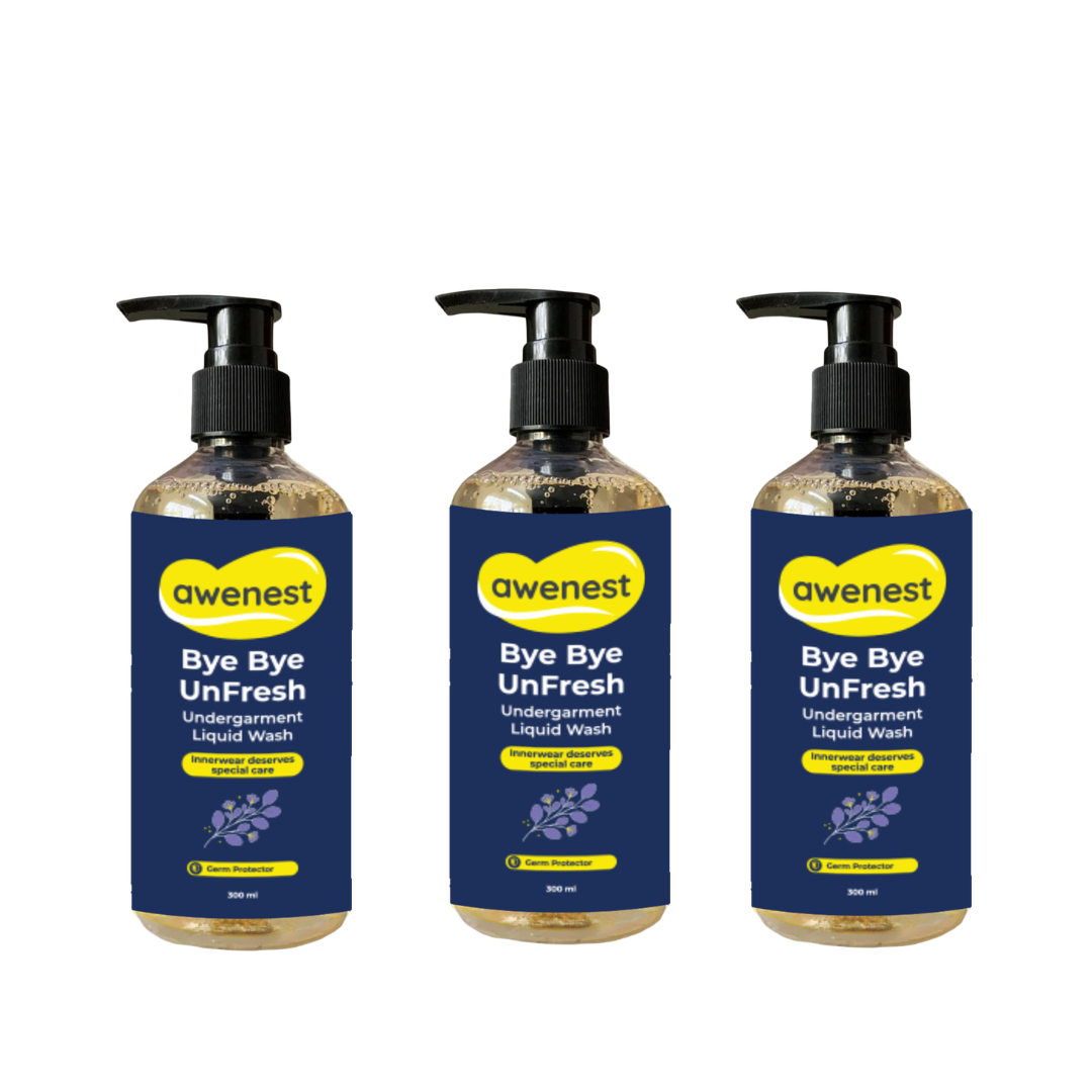 Undergarment Liquid Wash Detergent -Bye Bye UnFresh | Plant-based Bioactives | Geranium and Lavender | Removes Tough Stains | No Toxic Residue | Germ Protection - Combo