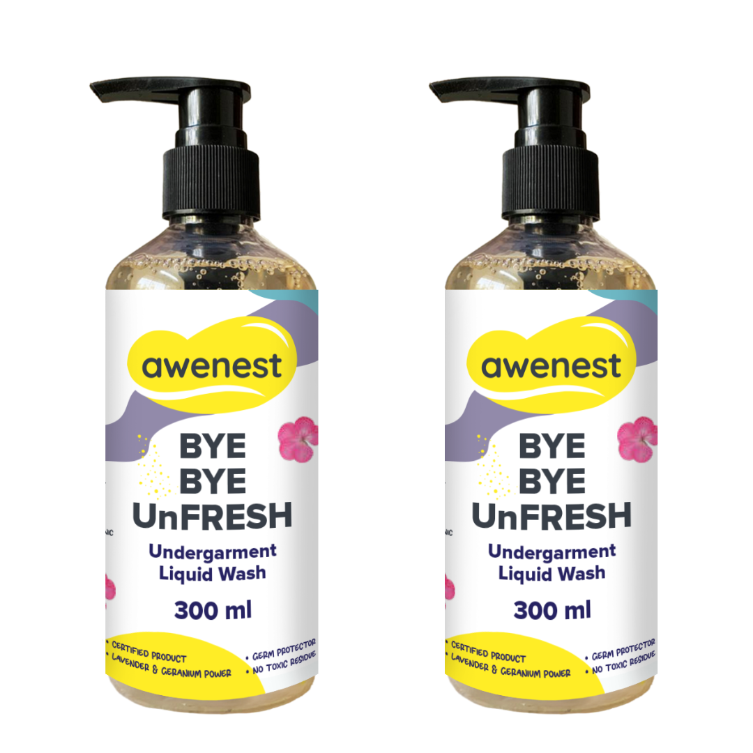 Undergarment Liquid Wash Detergent -Bye Bye UnFresh | Plant-based Bioactives | Geranium and Lavender | Removes Tough Stains | No Toxic Residue | Germ Protection
