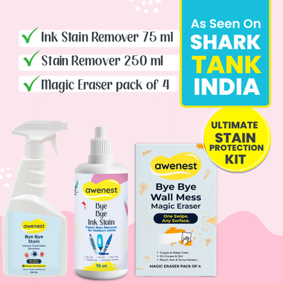 Stain Kit - Bye Bye Stain 250 ml + Bye Bye Ink 75ml + Magic Eraser pack of 4