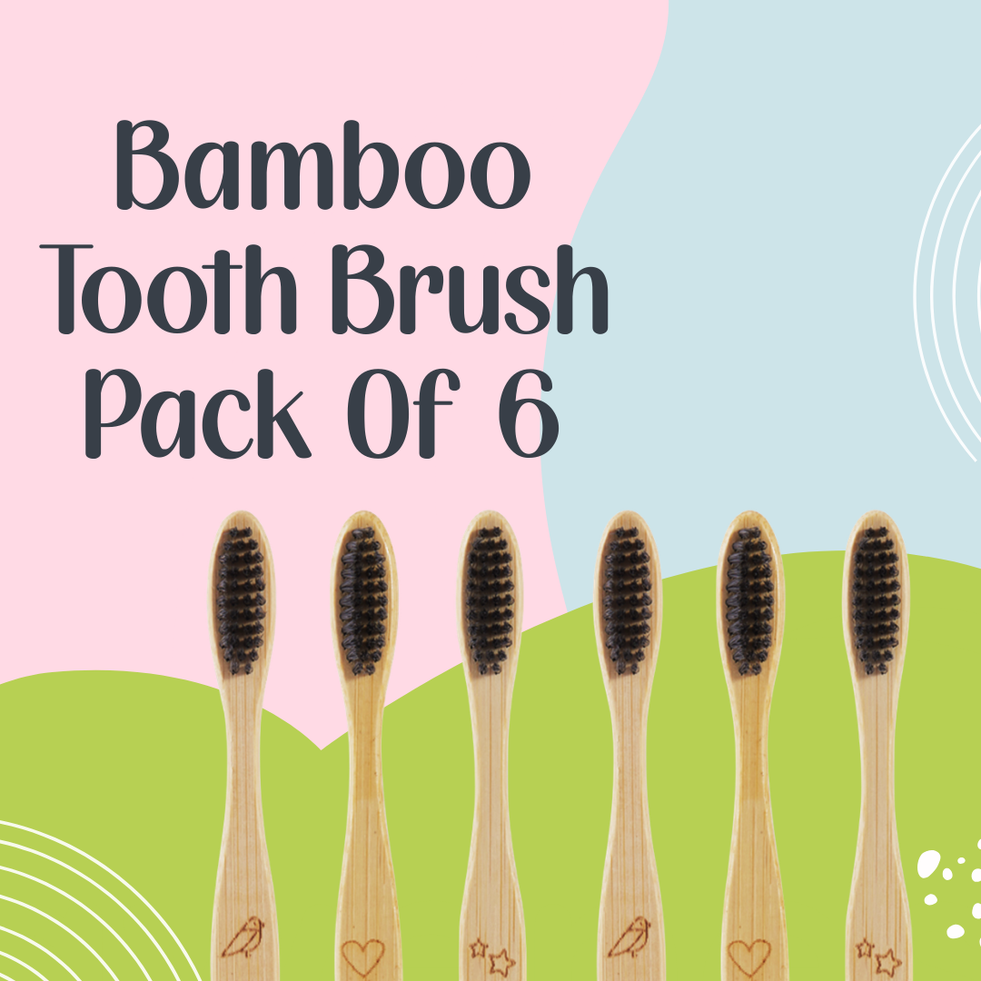 awenest Bamboo Toothbrush, Neem Oil Coated, Pack of 6