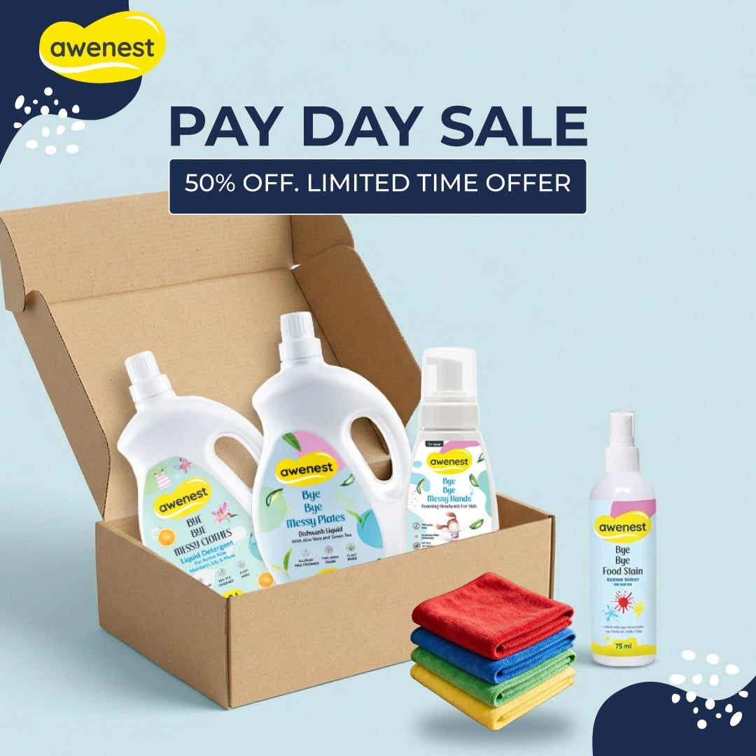 Everyday Clean Combo - 1.8 Liter Laundry, 2 Liter Dishwash, 200 ml Handwash, 75 ml Stain Remover and Pack of 4 Microfiber
